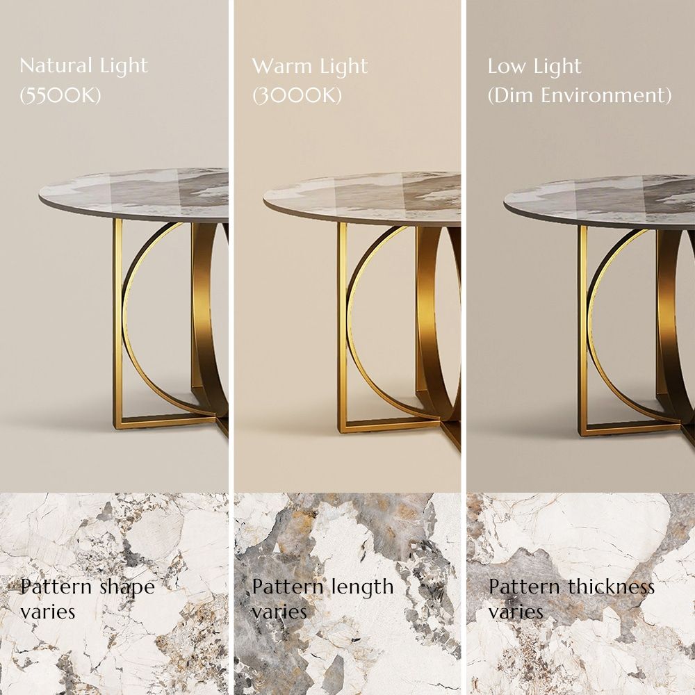 Pandora & Gold Glossy Sintered Stone Dining Tables