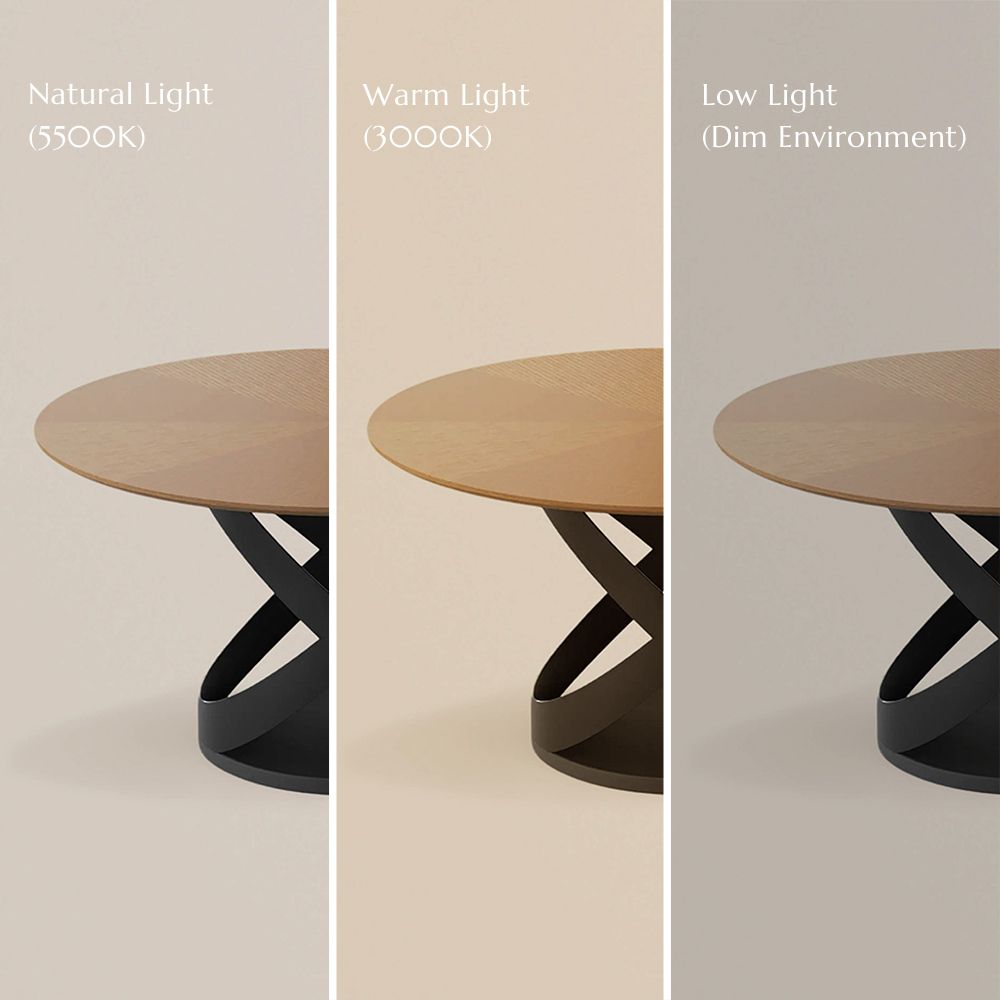 Round Walnut Color MDF Dining Tables