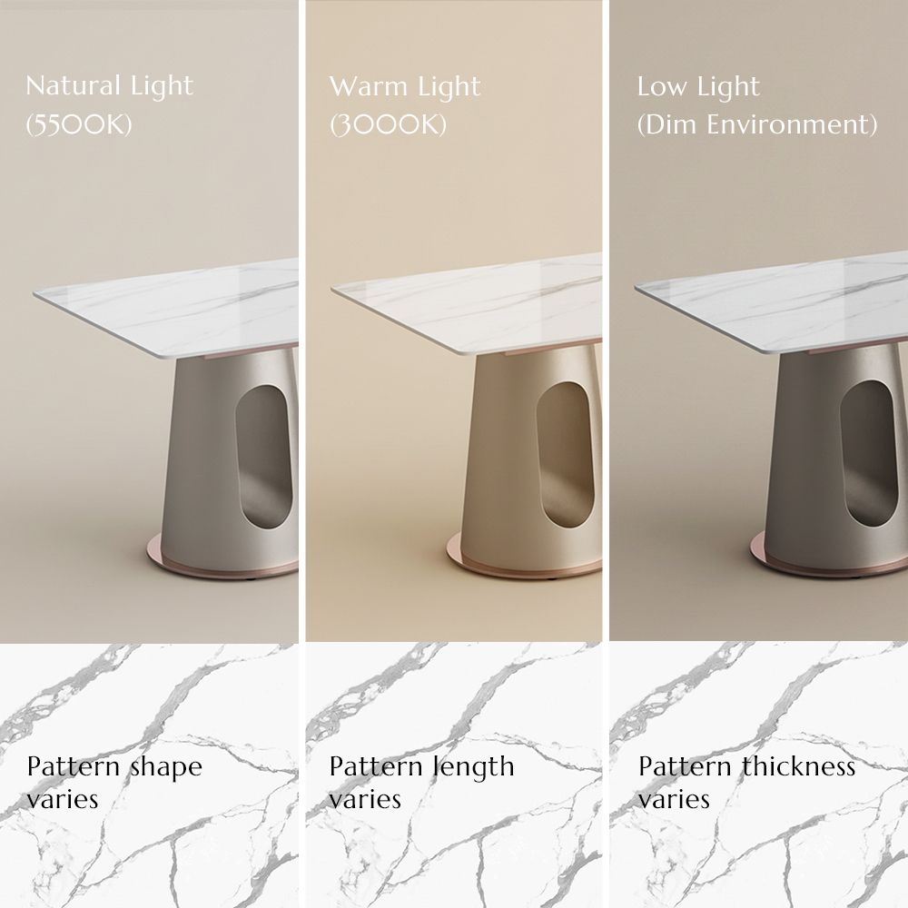 Office White Glossy Sintered Stone Dining Tables