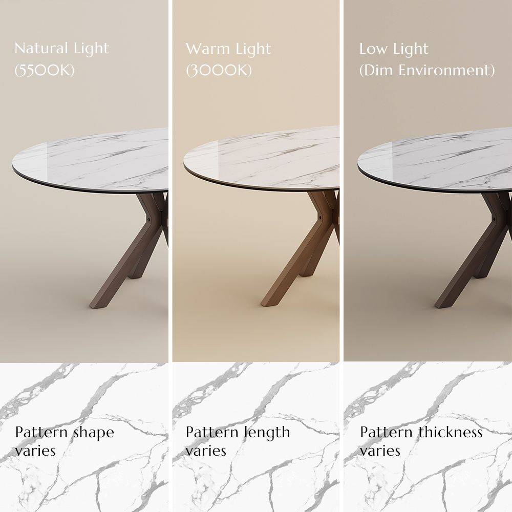 Carbon Steel White & Bronze Glossy Sintered Stone Dining Tables