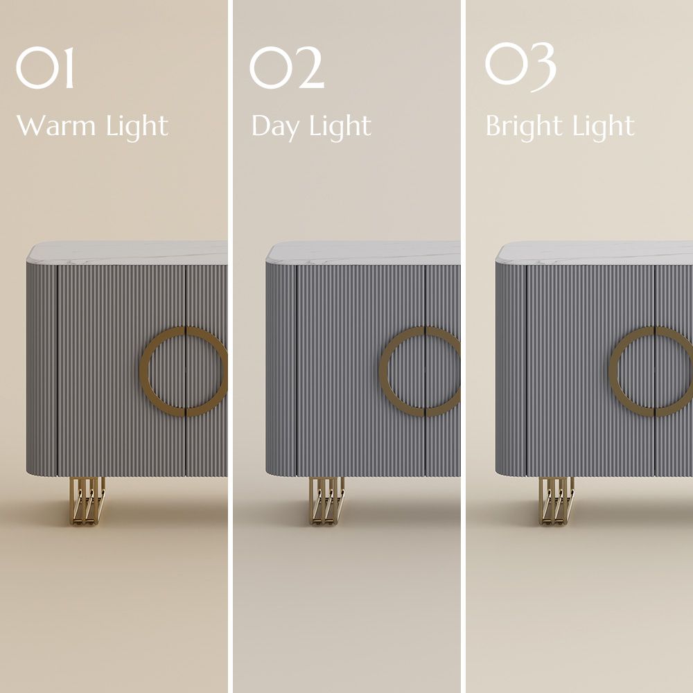 Sintered Stone White & Gray Glossy Sintered Stone Sideboards & Buffets