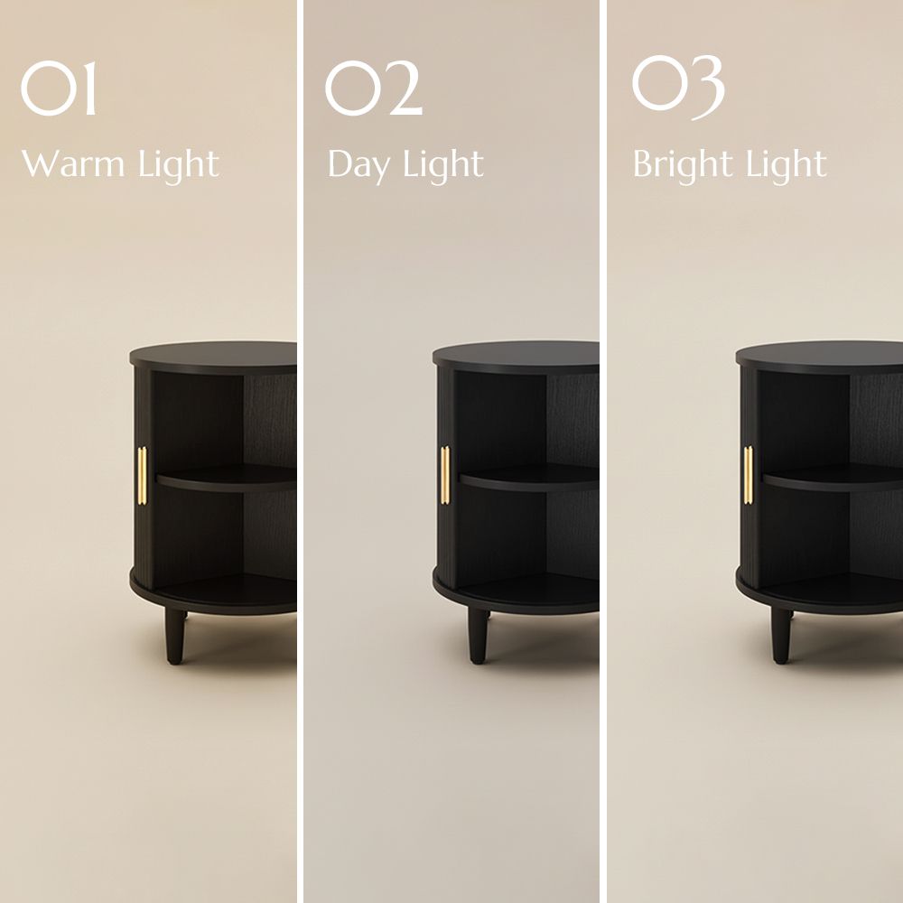 Round Black Plywood End & Side Tables