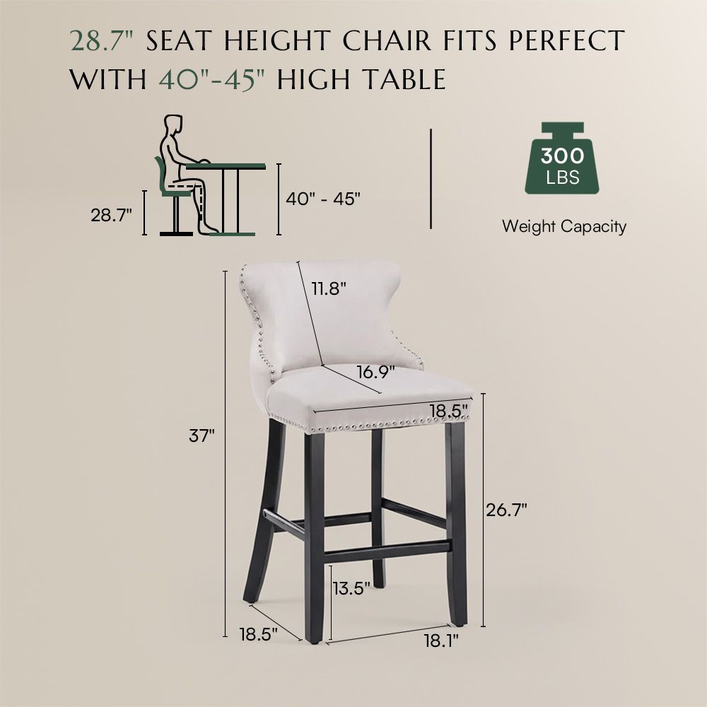 Modern Beige Velvet+Foam Bar Stools