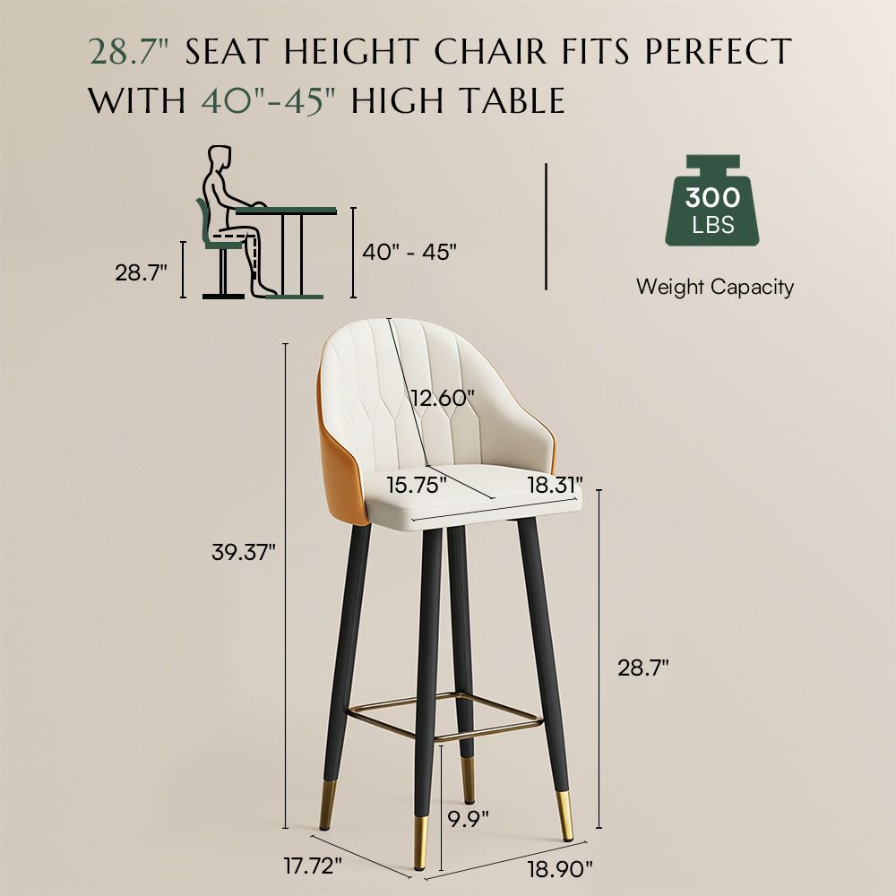 Modern Orange PU Leather Bar Stools & Counter Stools