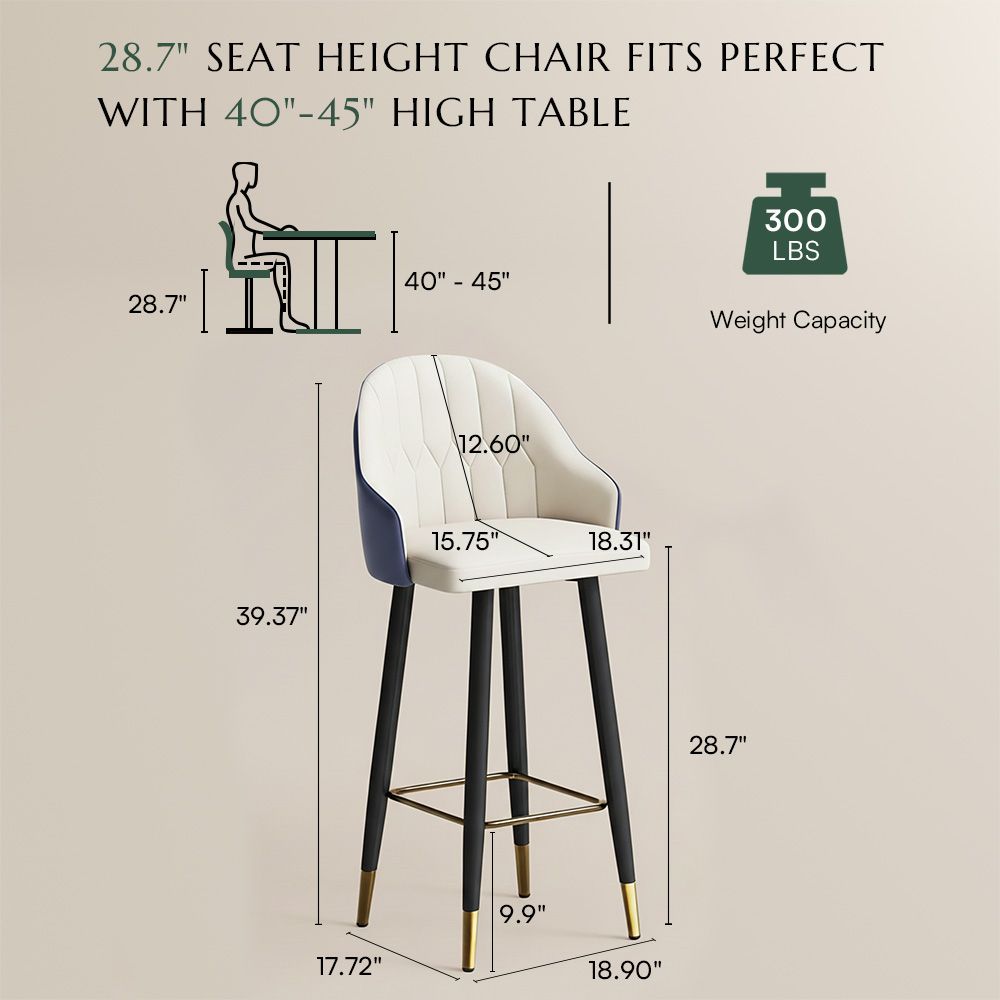 Partly Assemble Navy Blue PU Leather Bar Stools & Counter Stools