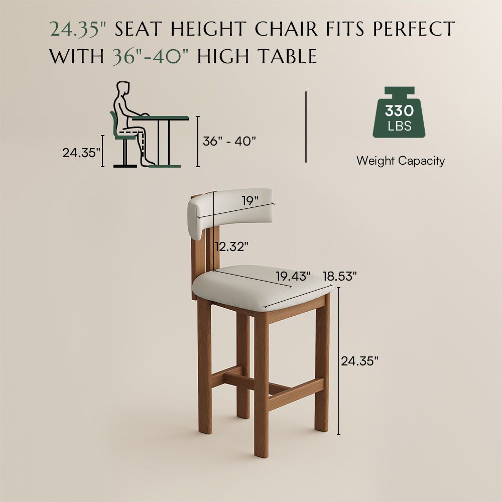 PU Leather Beige & Light Walnut Cotton Linen Bar Stools & Counter Stools