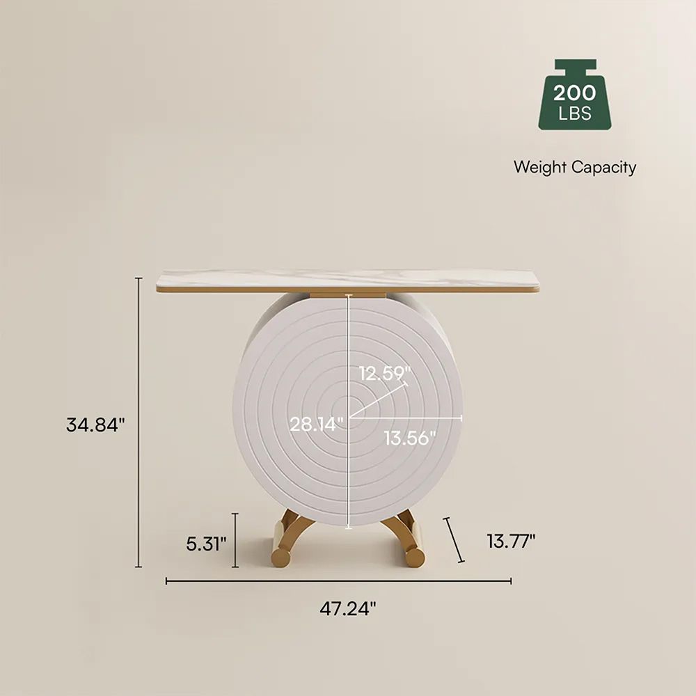 Modern White & Golden Engineered Wood Console Tables