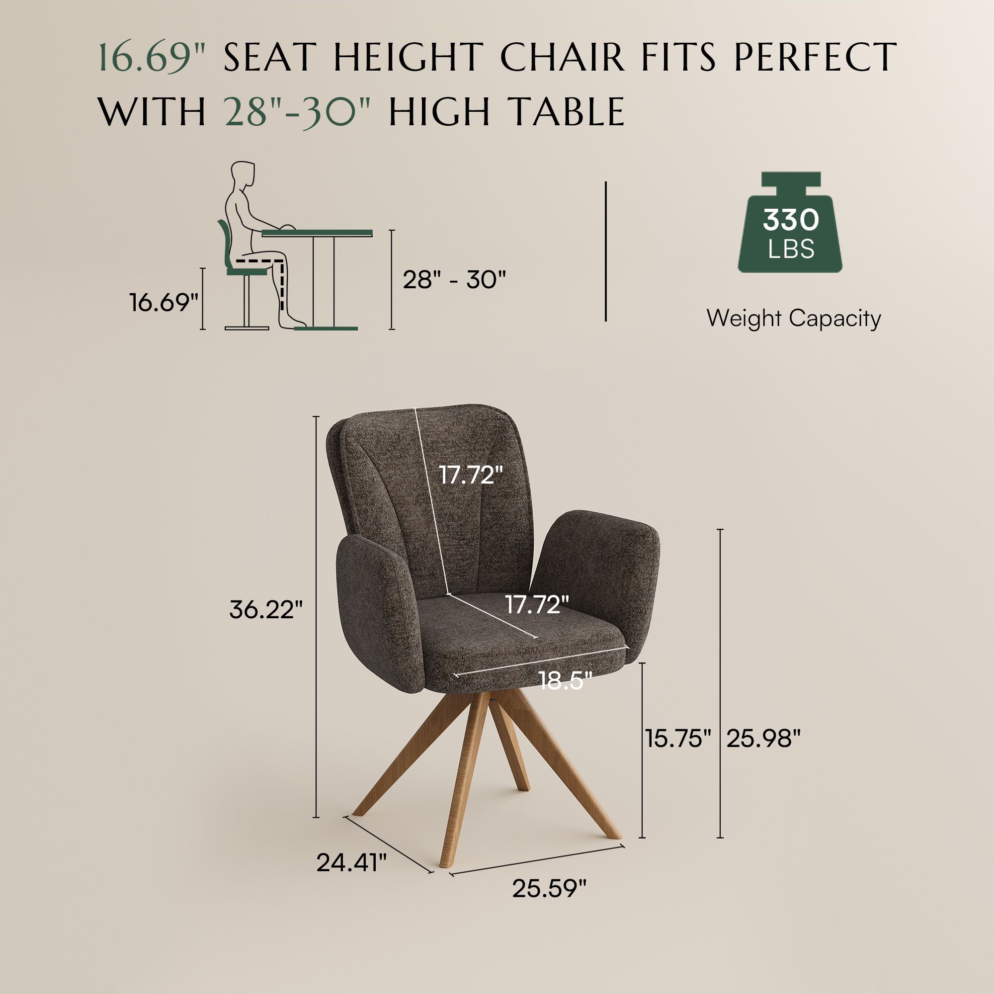 Brown Brown & wood color Fabric Dining Chairs