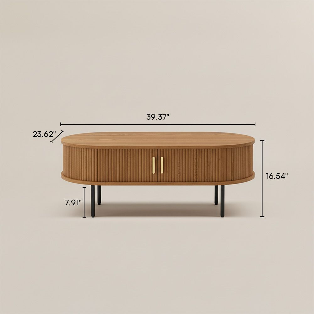 Oval Walnut Color Plywood Coffee Tables