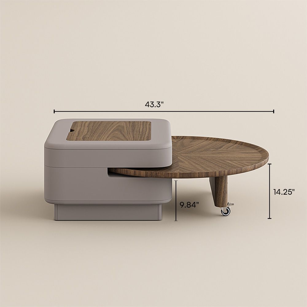 Wood Tabletop Walnut&Gray Engineered Wood Coffee Tables