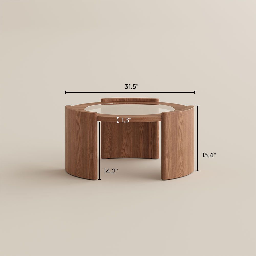 Walnut Color Transparent Glass Glass Coffee Tables