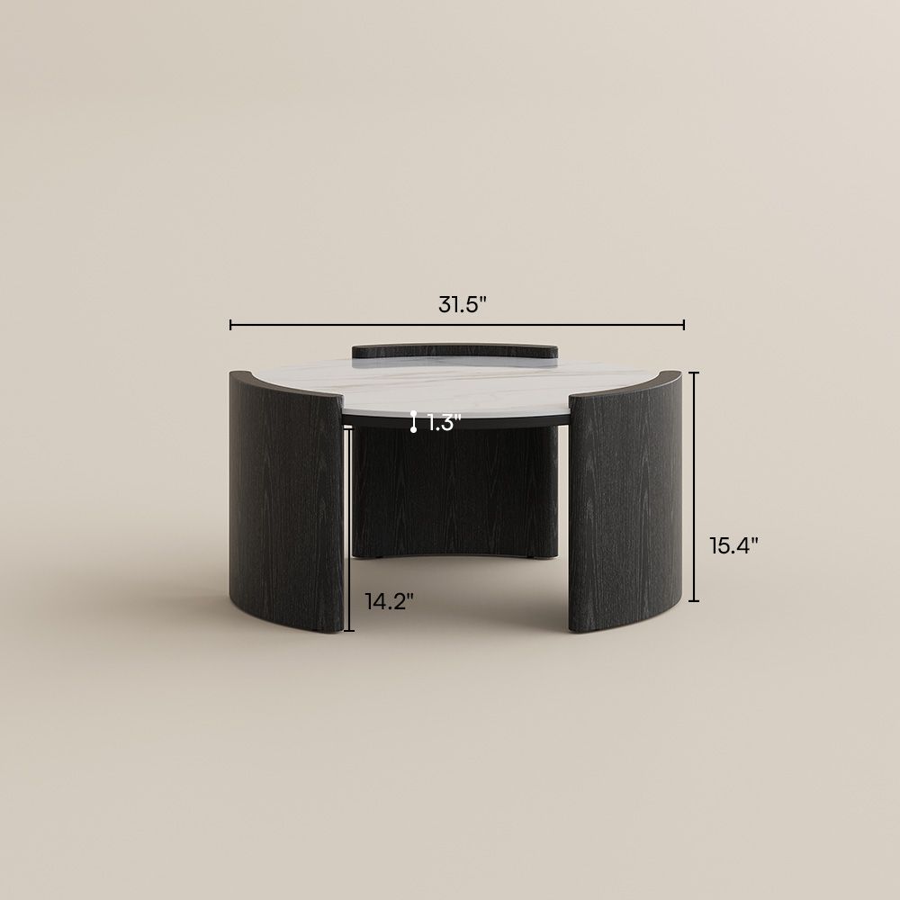 Travertine Black Glossy Sintered Stone Coffee Tables