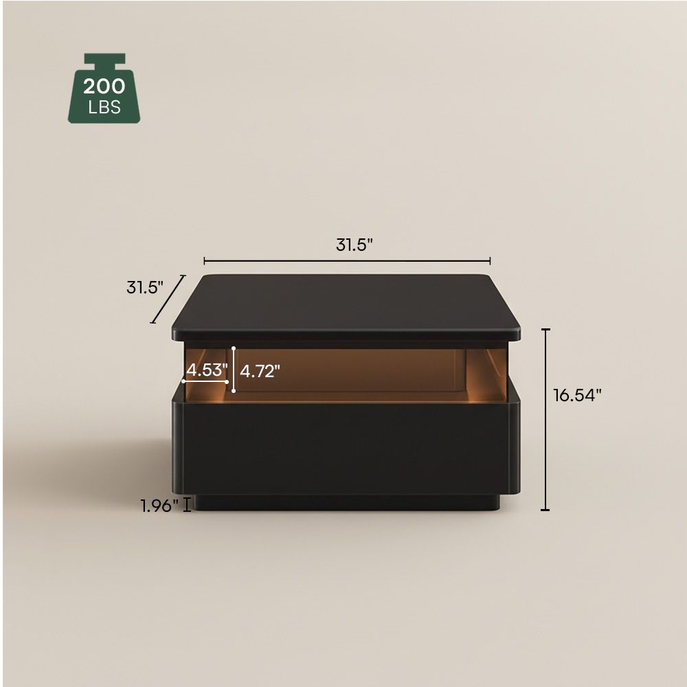 with LED Light Dark Wood & Black MDF Coffee Tables