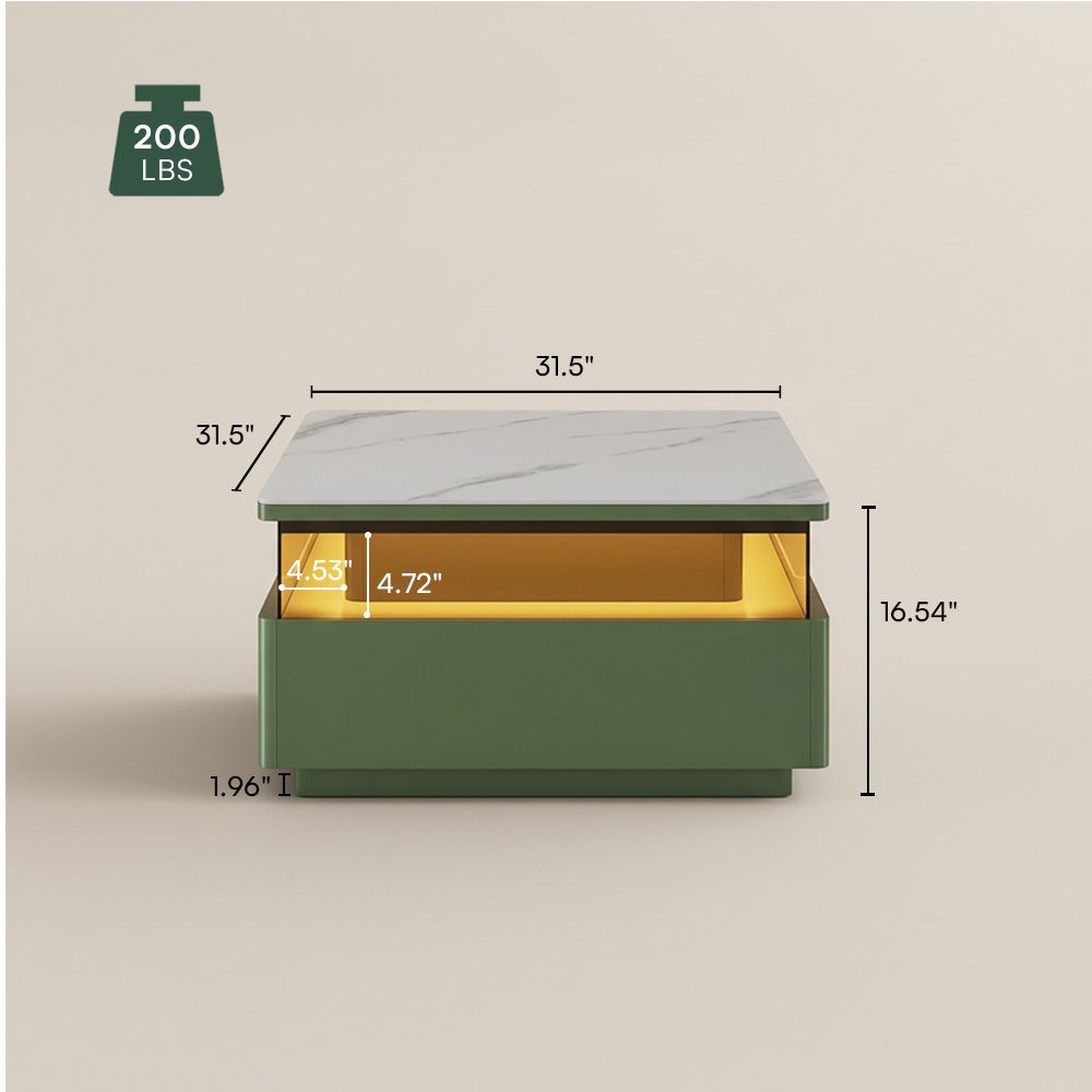 with LED Light Dark Wood & Black MDF Coffee Tables