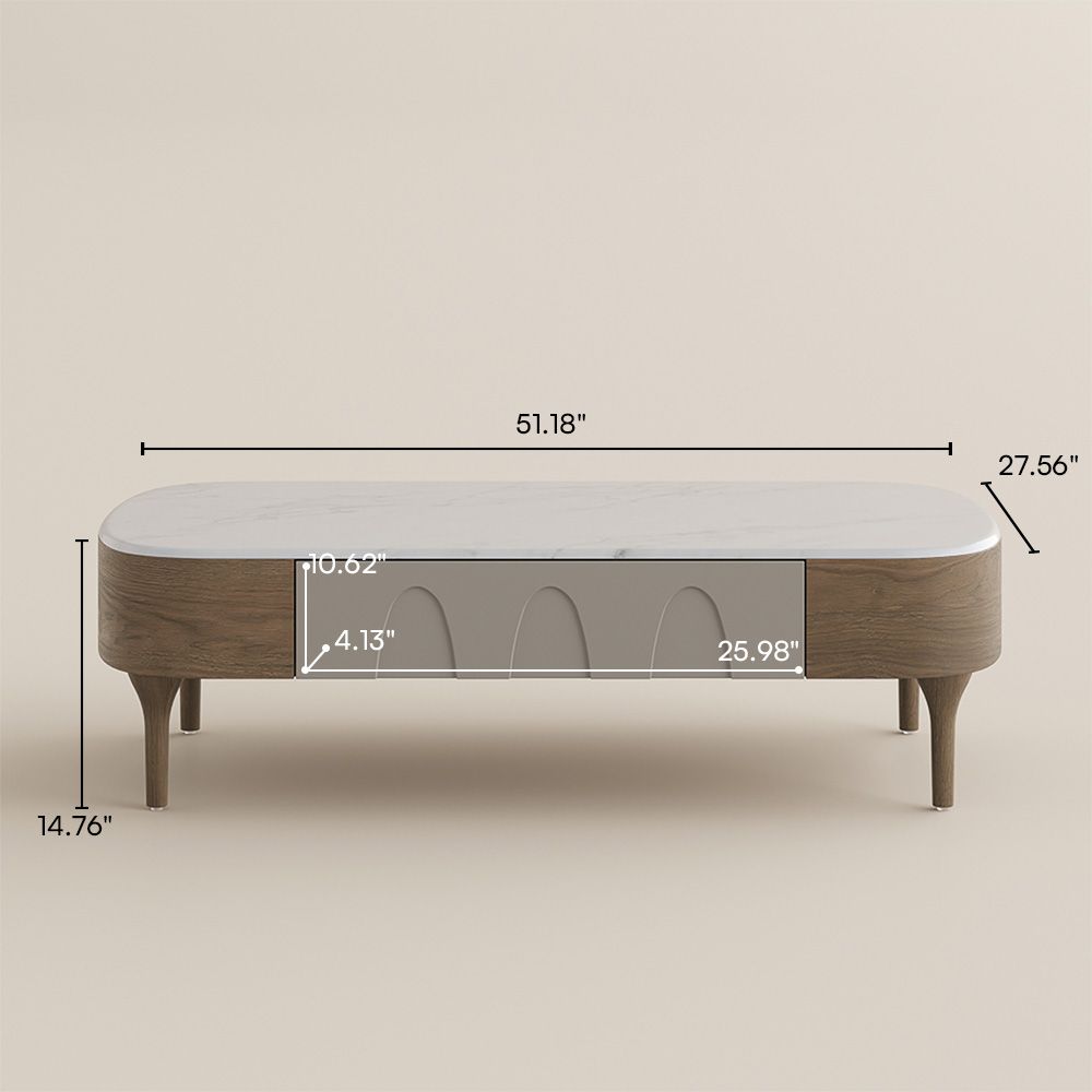 Luxury Walnut&Gray Engineered Wood Coffee Tables