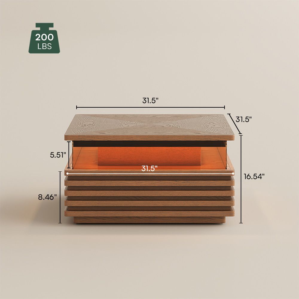 Slatted Design Walnut Color Engineered Wood Coffee Tables