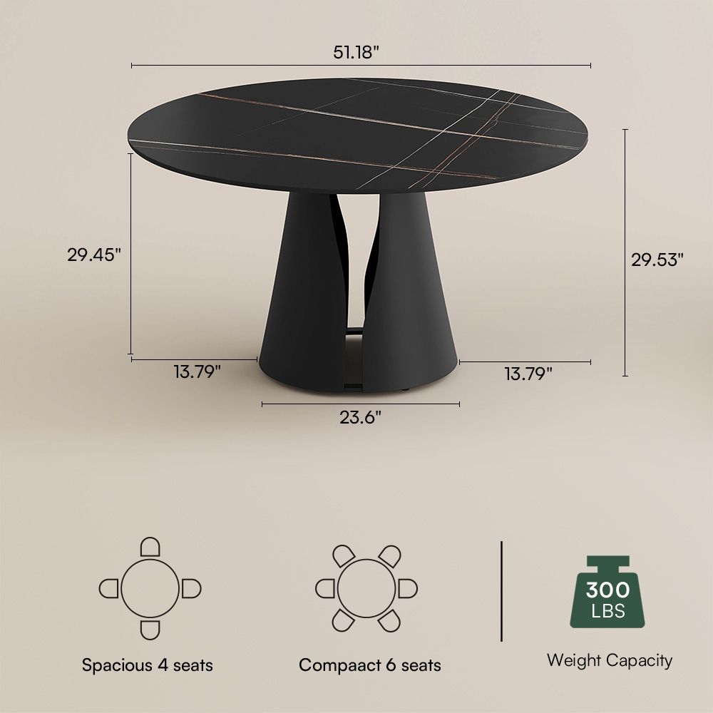 Round White Matte Sintered Stone Dining Tables