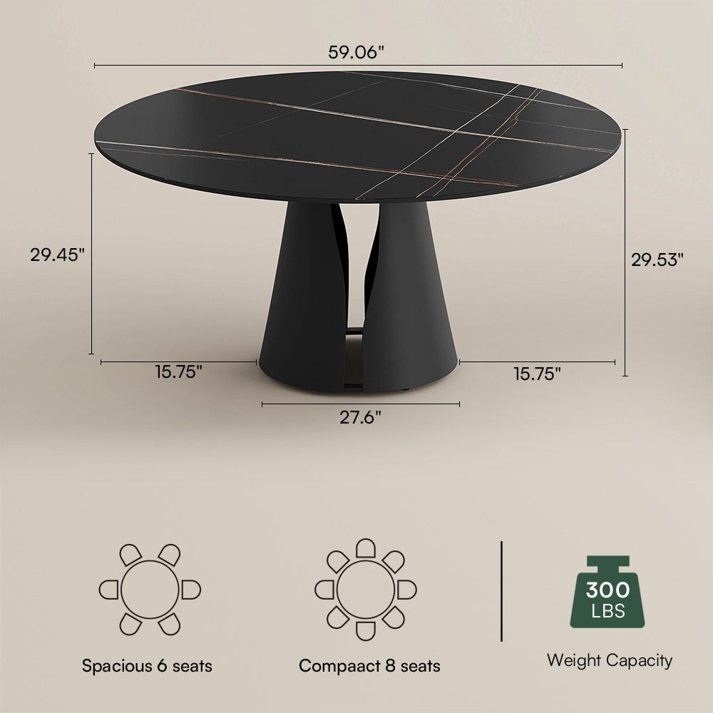 Glossy Sintered Stone Black Glossy Sintered Stone Dining Tables
