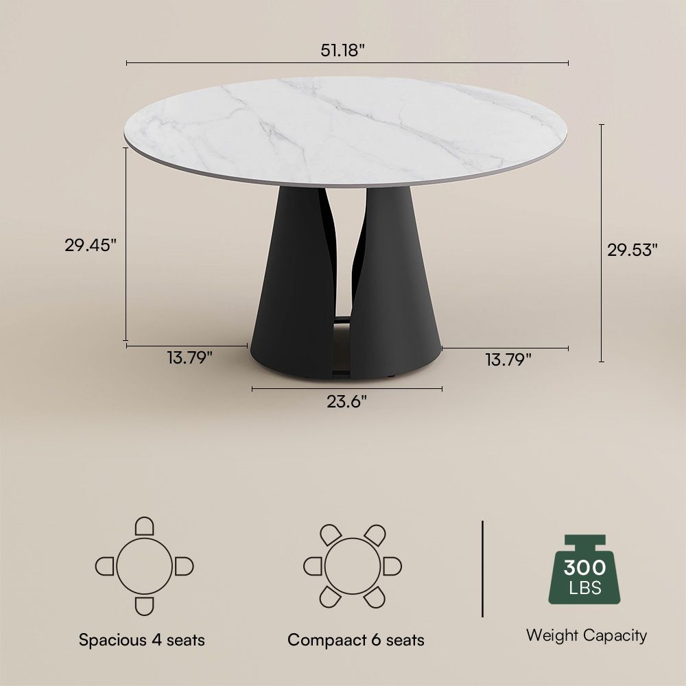 Modern Minimalist Matte White Sintered Stone Dining Tables