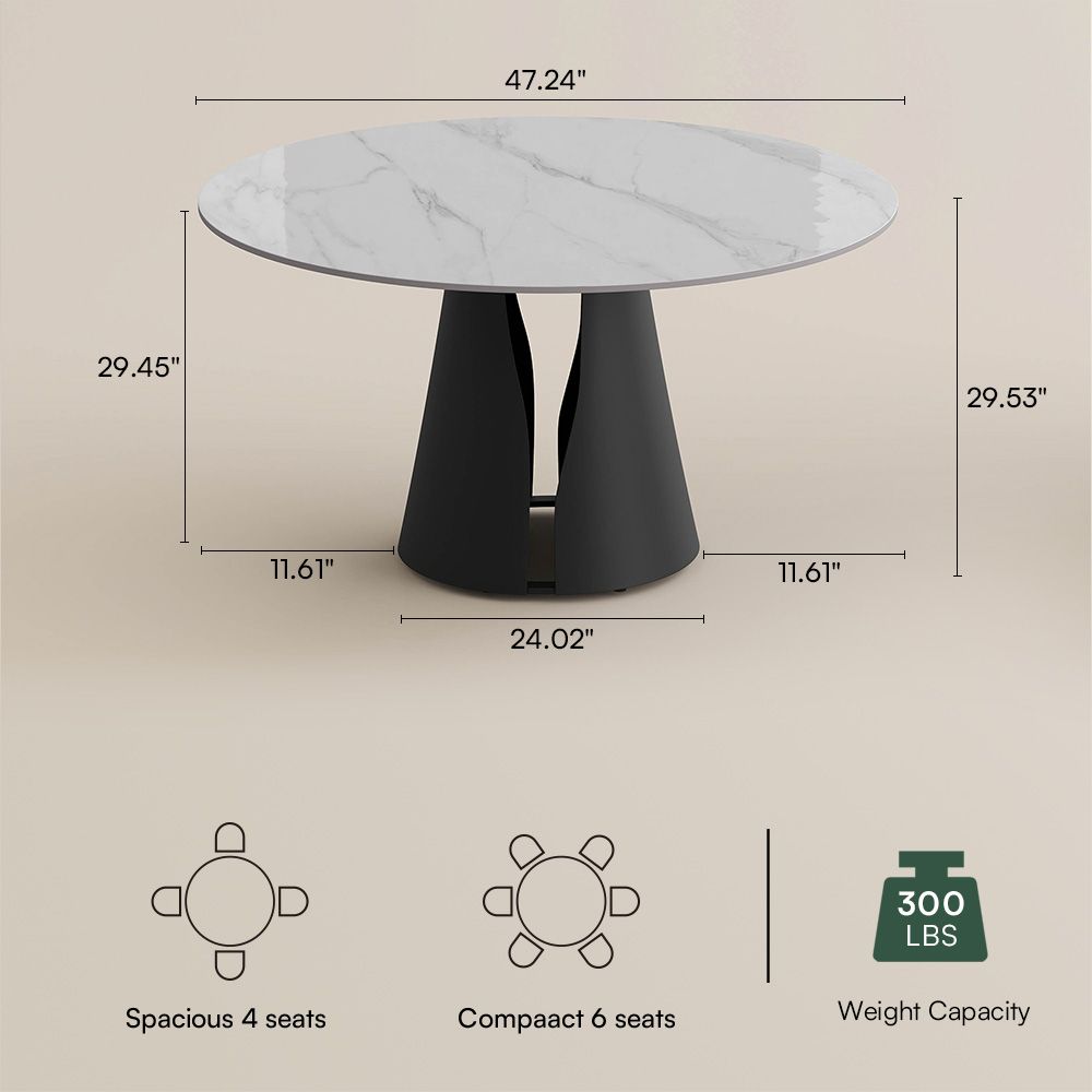 Round White Matte Sintered Stone Dining Tables