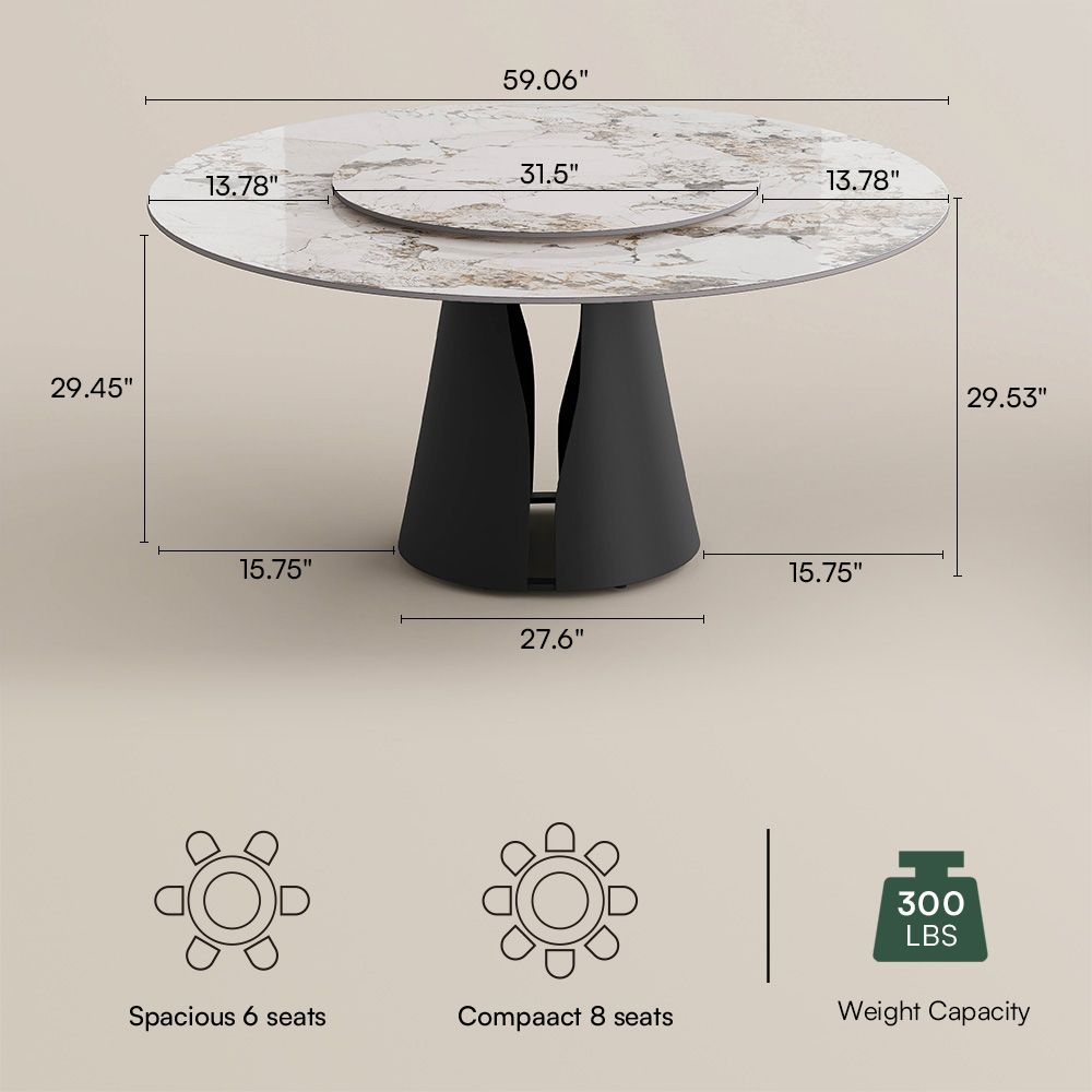 Black Black Glossy Sintered Stone Dining Tables