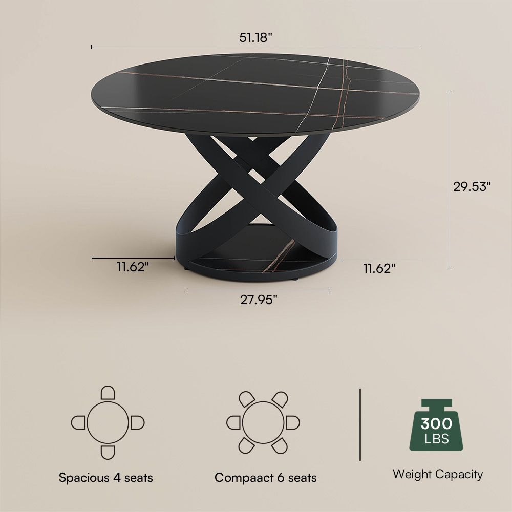 X-Shape Black Matte Sintered Stone Dining Tables