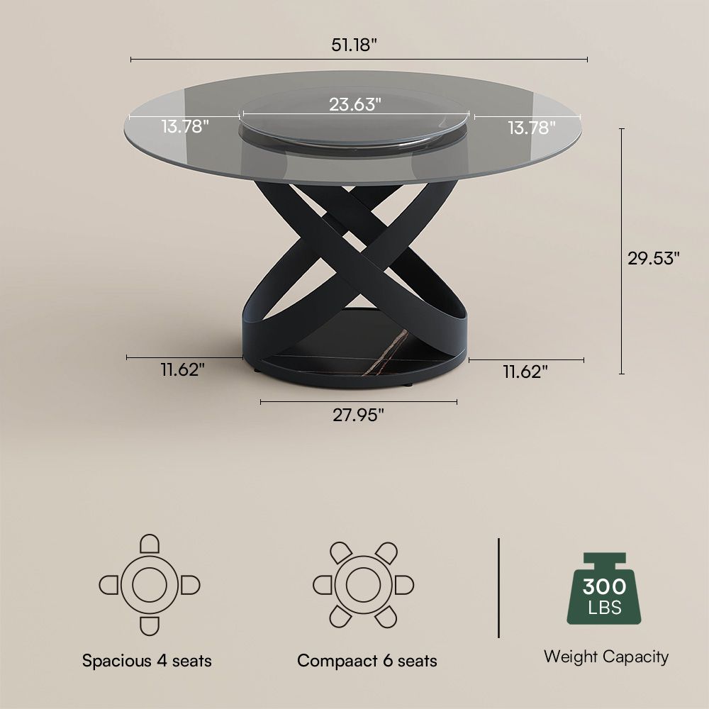 X-Shape Smoked Gray Tempered Glass Dining Tables