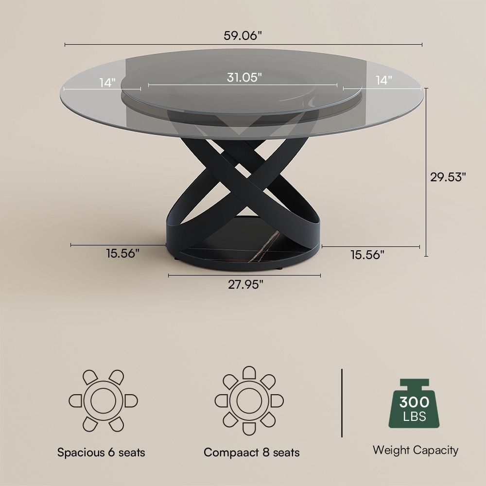 for 8 Smoked Gray Tempered Glass Dining Tables