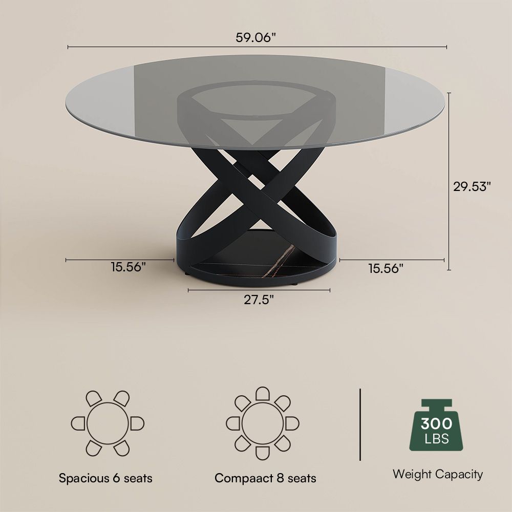 without Lazy Susan Smoked Gray Tempered Glass Dining Tables