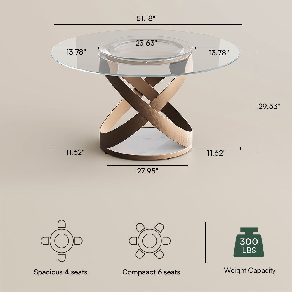 Round Clear Tempered Glass Dining Tables