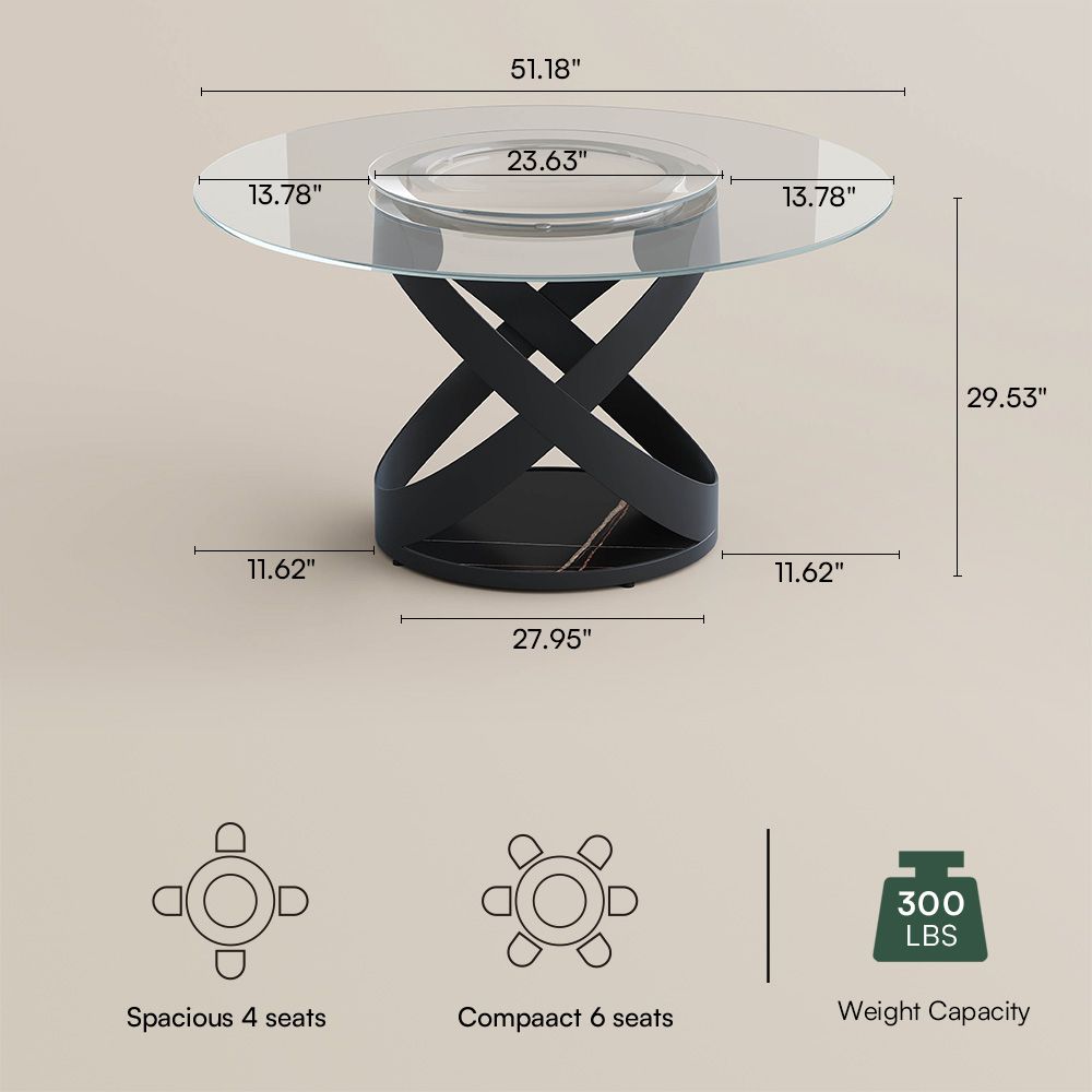X-Shape Clear Tempered Glass Dining Tables