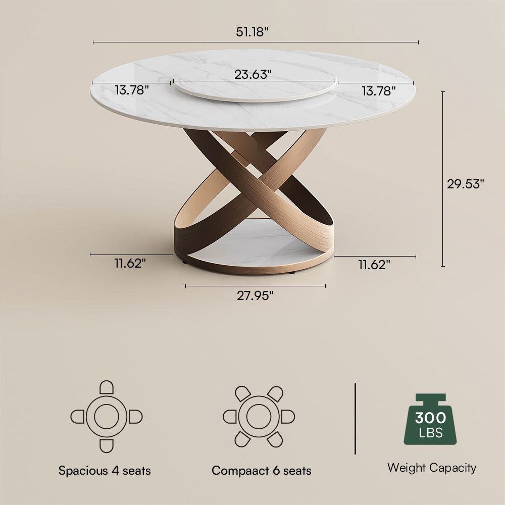 for 6 White Glossy Sintered Stone Dining Tables