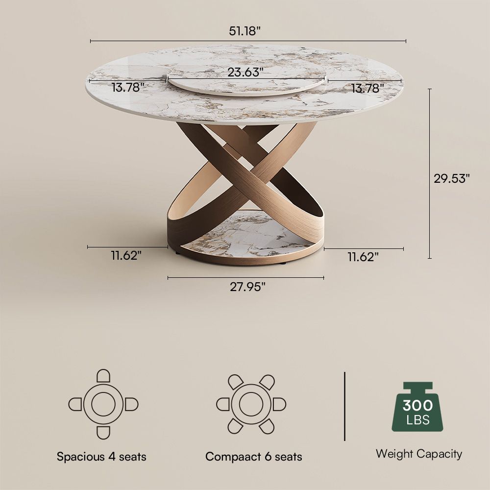 Round Pandora Glossy Sintered Stone Dining Tables