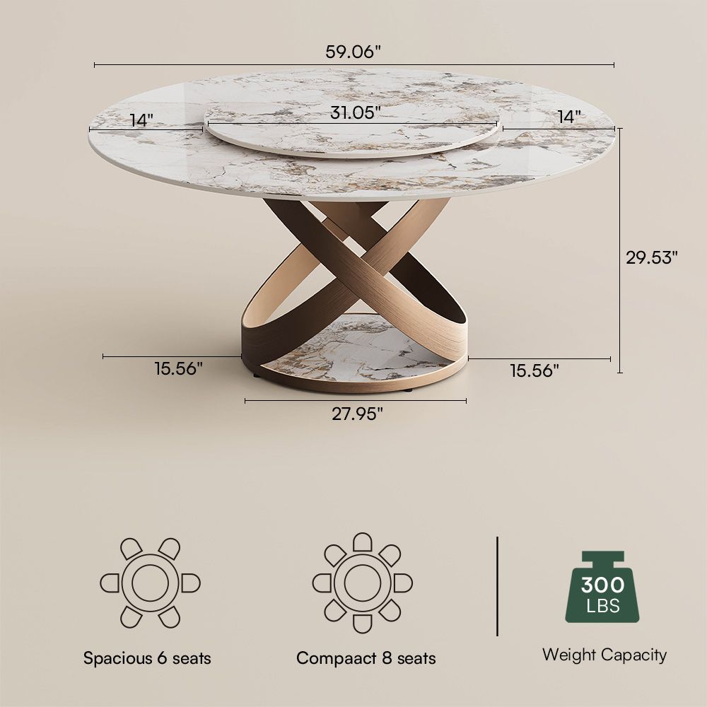 Round Pandora Glossy Sintered Stone Dining Tables
