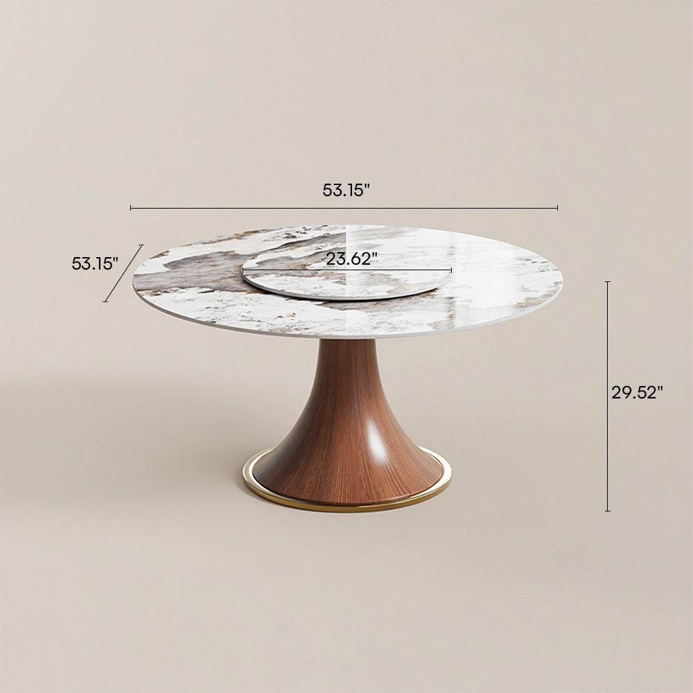 Metal Base Wood color Glossy Sintered Stone Dining Tables