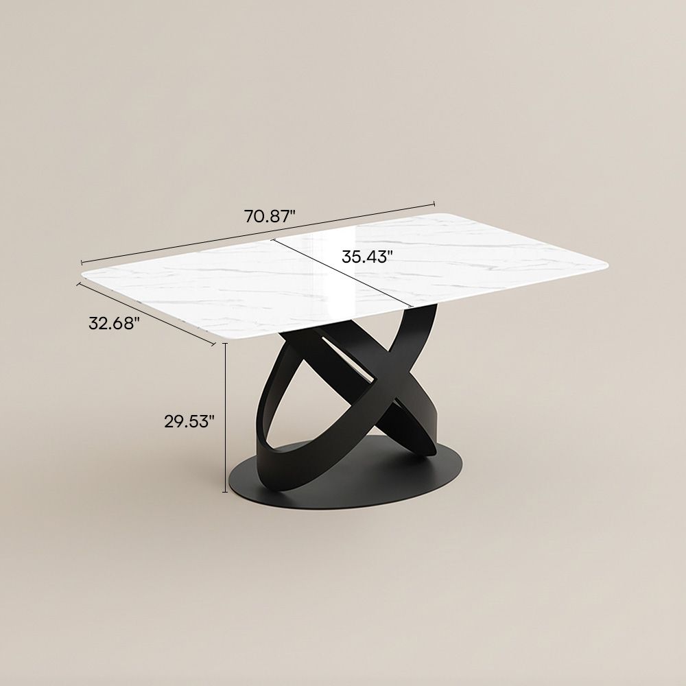 Metal Base White Matte Sintered Stone Dining Tables