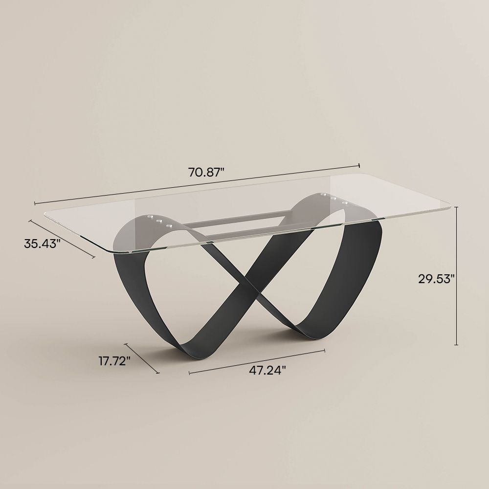 Transparent & Black Tempered Glass Dining Tables