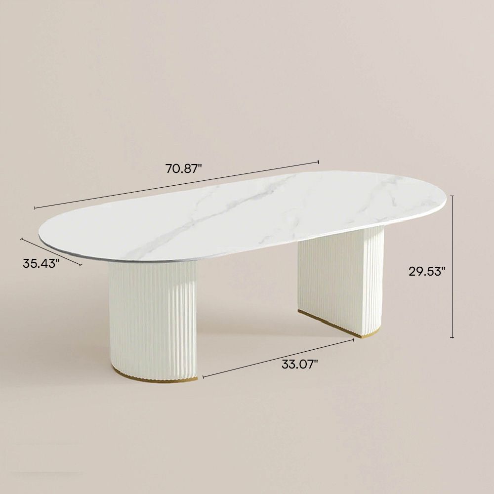 White Matte Sintered Stone Dining Tables