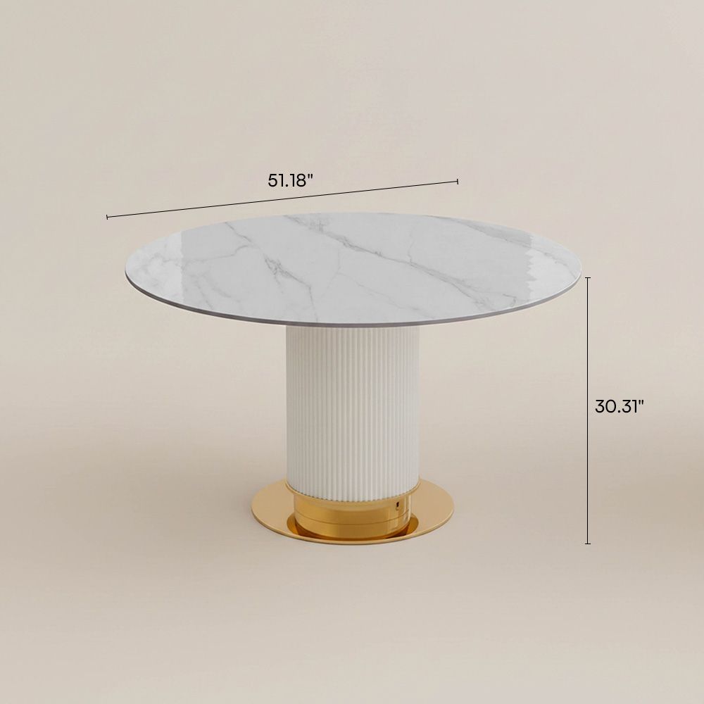 Sintered Stone White Glossy Sintered Stone Dining Tables