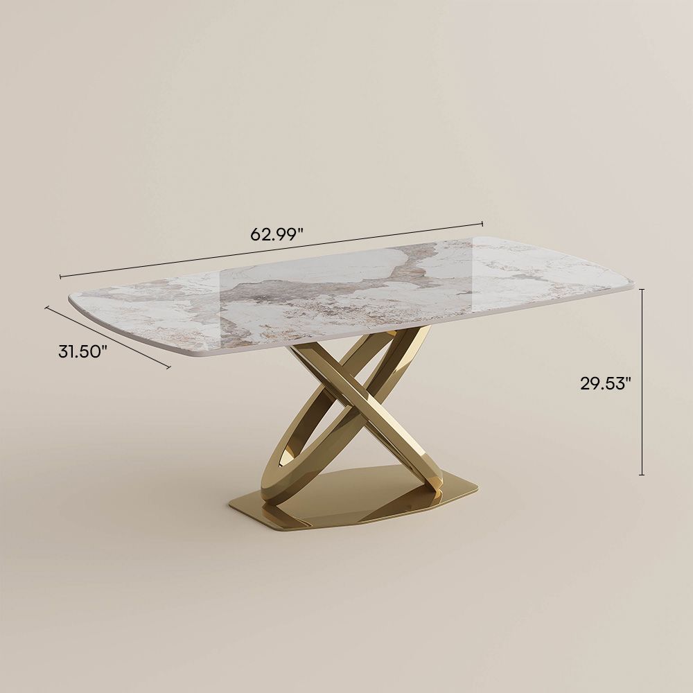 Sintered Stone Gold Glossy Sintered Stone Dining Tables