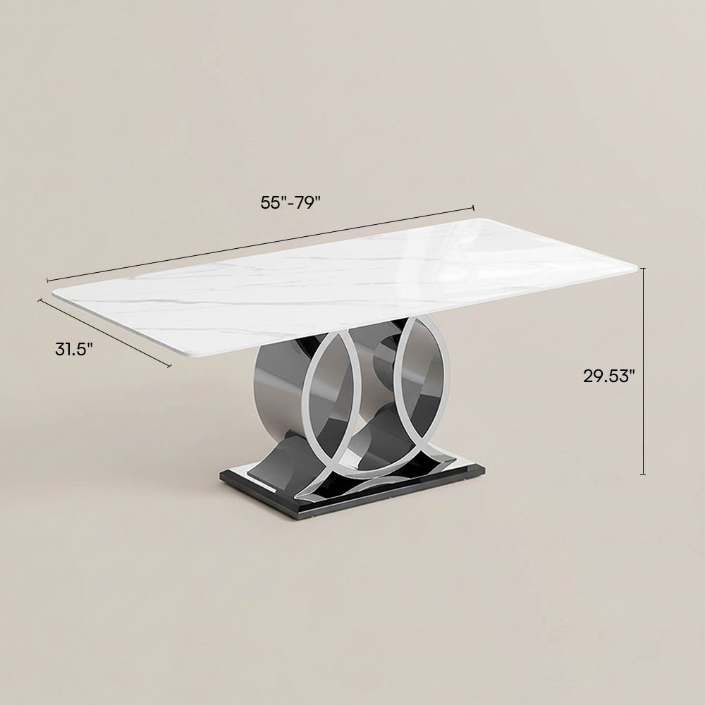 Sintered Stone White Glossy Sintered Stone Dining Tables