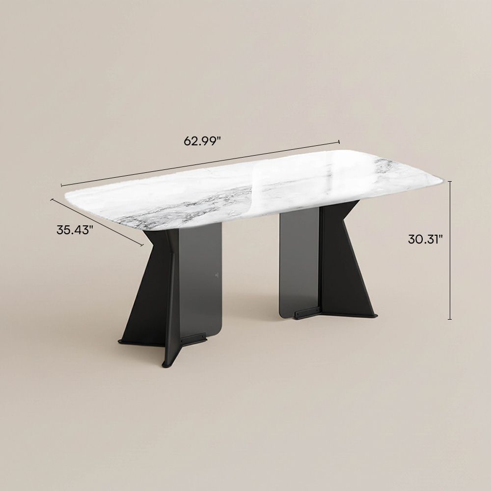 Glass White & Black Faux Marble Dining Tables