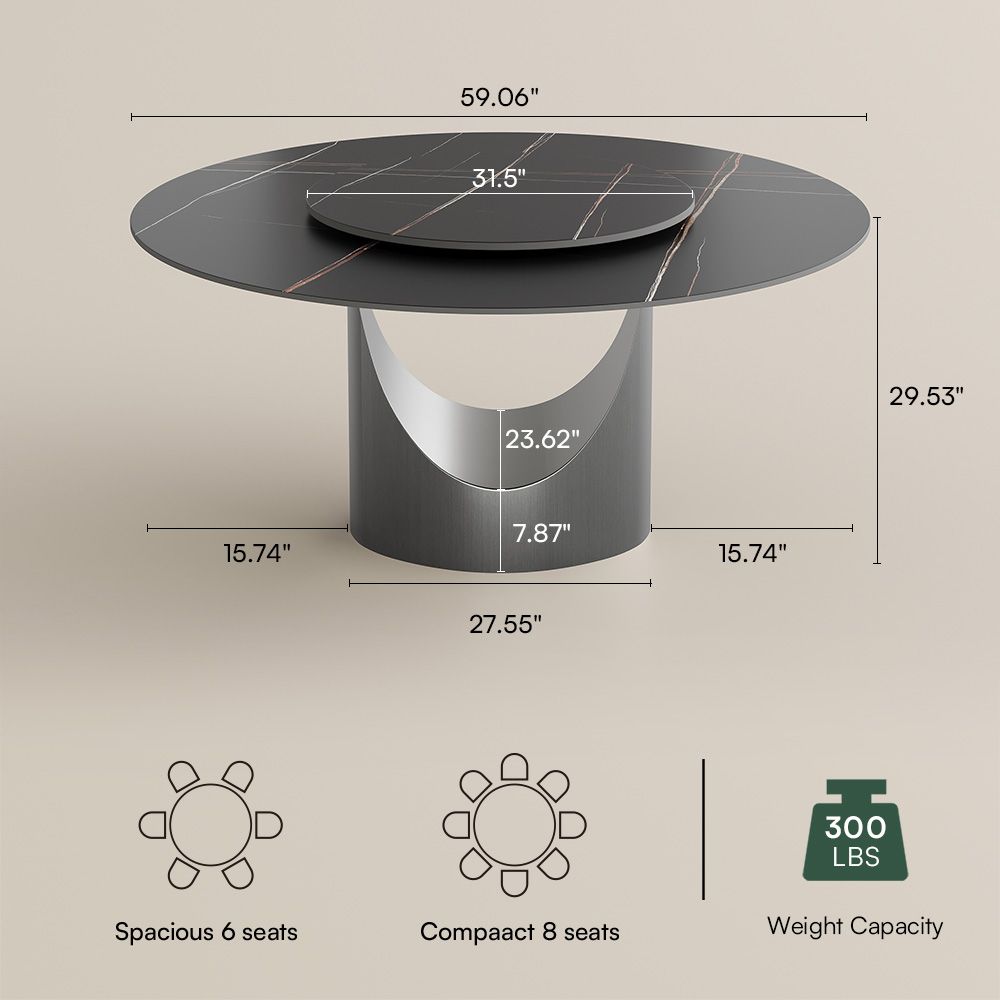 for 6 Black&Gray Sintered Stone Dining Tables