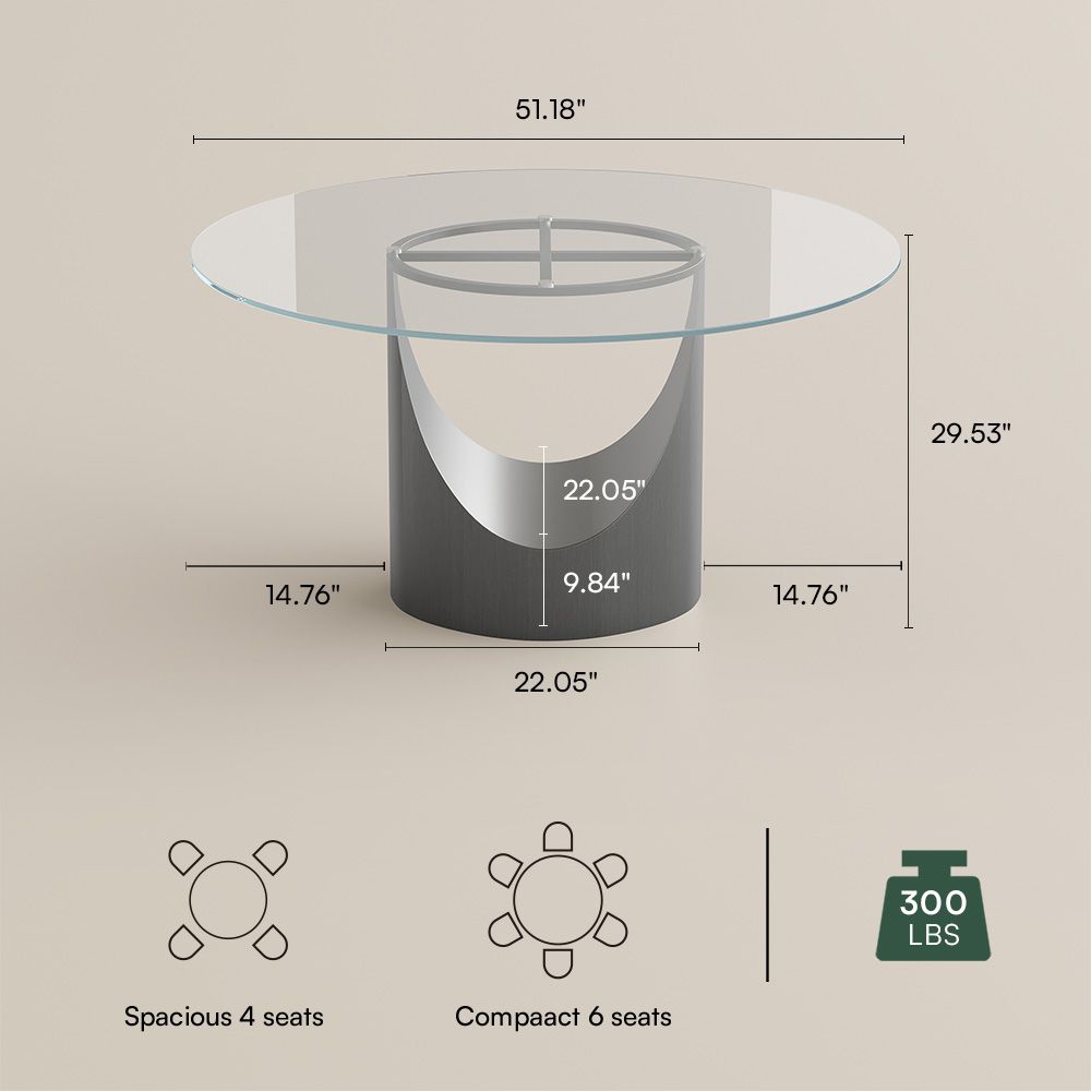 Modern Minimalist Clear Tempered Glass Dining Room Set