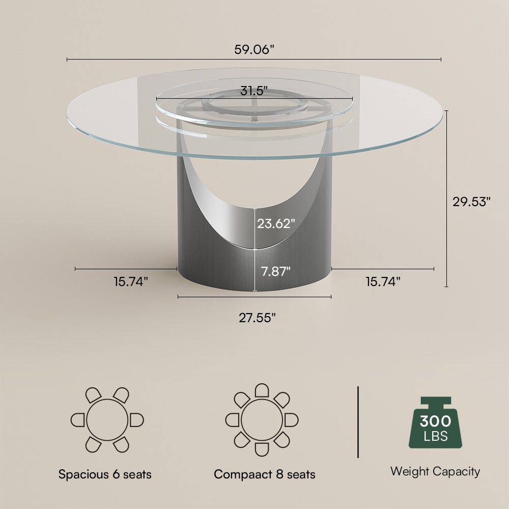 Modern Minimalist Clear Tempered Glass Dining Room Set