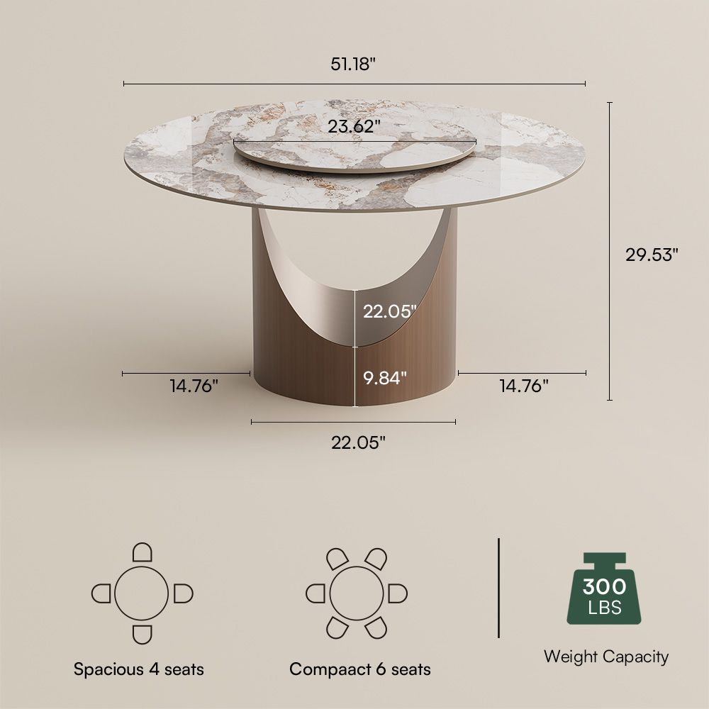 Seats 6 Pandora Glossy Sintered Stone Dining Tables