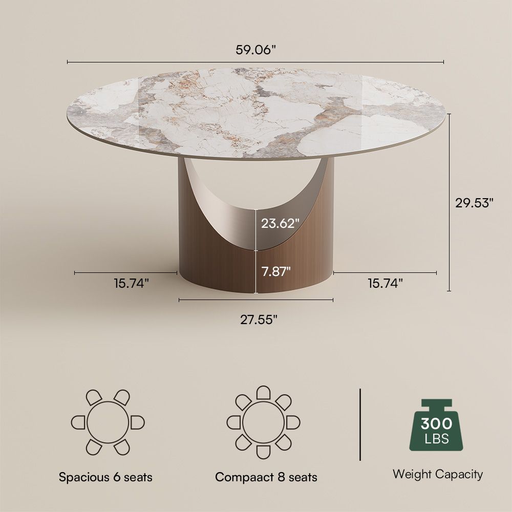 Pedestal Pandora Glossy Sintered Stone Dining Tables