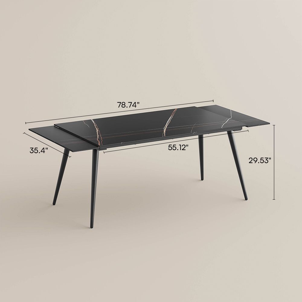 Metal Leg Black Sintered Stone Extendable Dining Tables