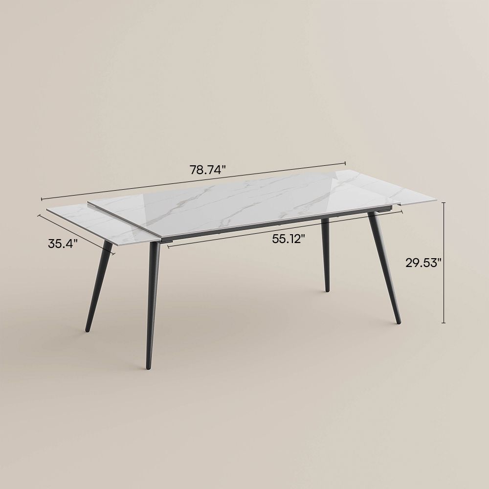 Legs White Sintered Stone Extendable Dining Tables