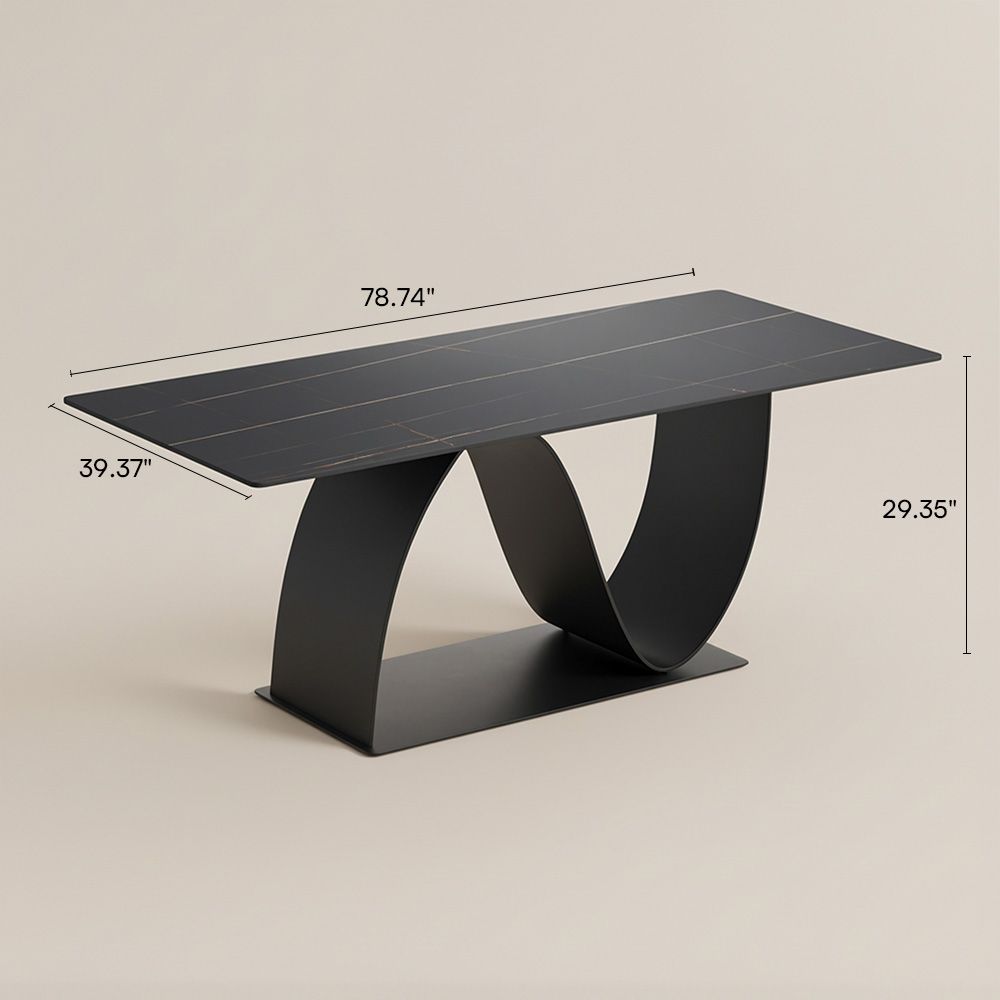 Rectangular Black Sintered Stone Dining Tables
